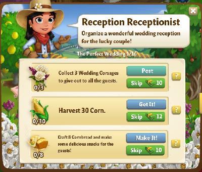 farmville 2 the perfect wedding: reception receptionist rewards, bonus