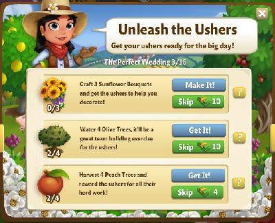 farmville 2 the perfect wedding: unleash the ushers rewards, bonus