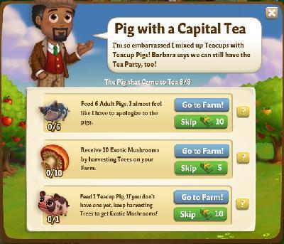 farmville 2 the pig that came to tea: pig with a capital tea rewards, bonus