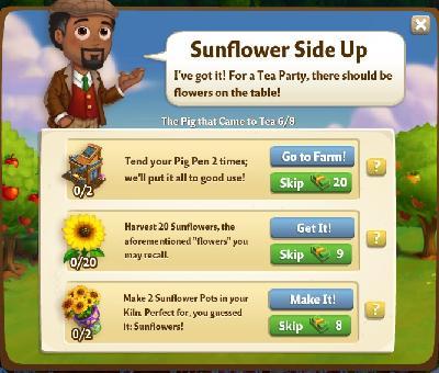 farmville 2 the pig that came to tea: sunflower side up rewards, bonus