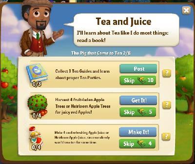 farmville 2 the pig that came to tea: tea and juice rewards, bonus