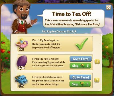 farmville 2 the pig that came to tea: time to tea off rewards, bonus