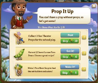 farmville 2 the show must go on: prop it up rewards, bonus