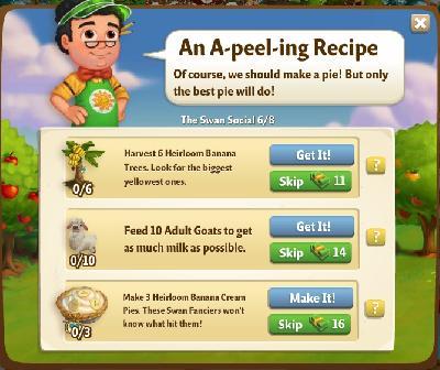 farmville 2 the swan social: an a-peel-ing recipe rewards, bonus