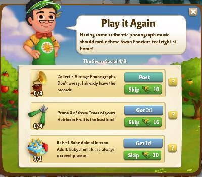 farmville 2 the swan social: play it again rewards, bonus