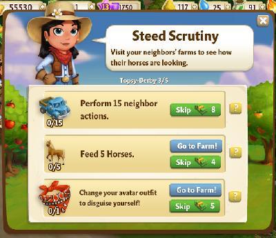 farmville 2 topsy-derby: steed scrutiny rewards, bonus