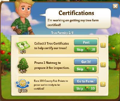 farmville 2 tree farming: certifications rewards, bonus