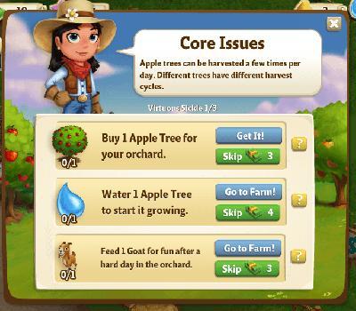 farmville 2 virtuous sickle 1-3: core issues rewards, bonus