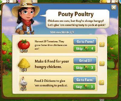 farmville 2 virtuous sickle 2-3: pouty poultry rewards, bonus