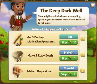 farmville 2 walter and the engagement ring: the deep dark well rewards, bonus