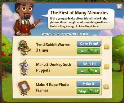 farmville 2 walter and the engagement ring: the first of many memories rewards, bonus