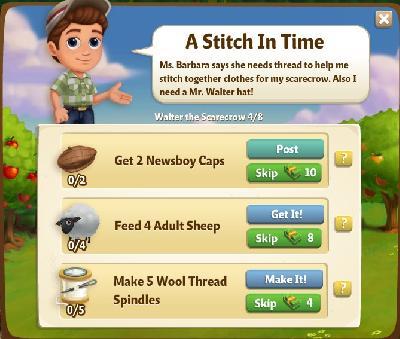 farmville 2 walter the scarecrow: a stitch in time rewards, bonus