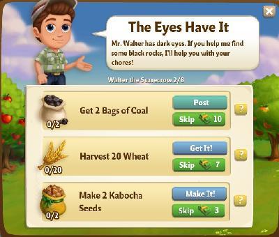 farmville 2 walter the scarecrow: the eyes have it rewards, bonus