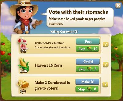 farmville 2 willing goodwill: vote with their stomachs rewards, bonus