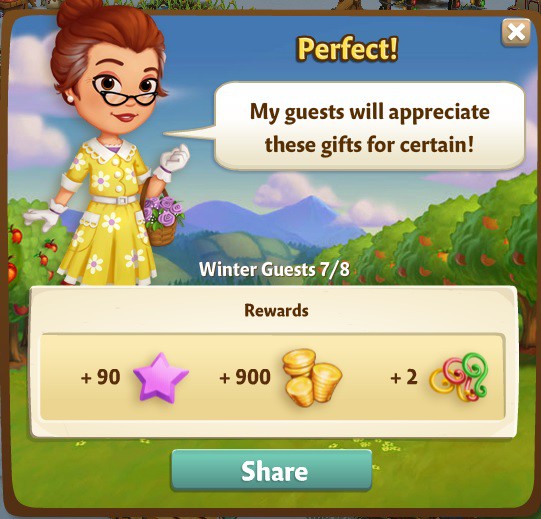 farmville 2 winter guests: all present rewards, bonus
