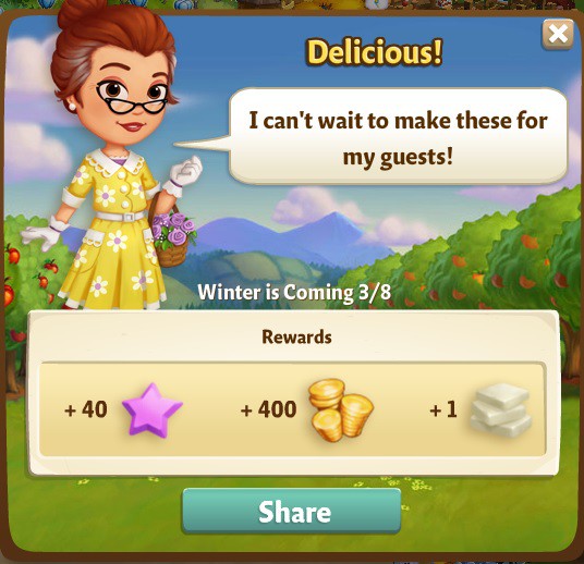 farmville 2 winter is coming: the upper crust rewards, bonus