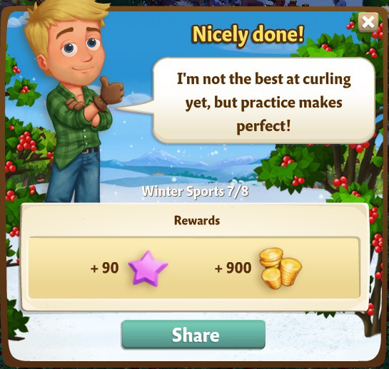 farmville 2 winter sports: the brush off rewards, bonus