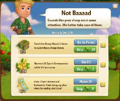 farmville 2 work it out: not baaaad rewards, bonus